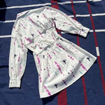 Royalty by Maluma white denim dress with a tie dye print and chain pearl L Size L Photo 2