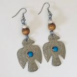 Anthropologie Silver Bird Boho Bead Earrings Photo 2