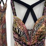 Mori Lee  Formal Gown Maxi Animal Print Plunging Neckline Sleeveless Size 4 Photo 0