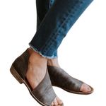 Free People  Mont Blac Sandals Flats Open Toe Side Cut Outs Leather Black 38 7.5 Photo 0