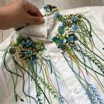 Libertine Beaded Shirt embellished floral button up womens White small Photo 7