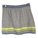 Ann Taylor LOFT Striped Linen Blend Skirt M Blue White Yellow Pockets 15x17 Photo 0