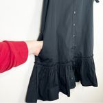 J.Crew  Amelia Cotton Poplin Shirt Dress in Black Size XXS Mini Ruffled Photo 9