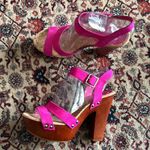 Gianni Bini Fuschia Flame Retro Glam Wood Block Heels Photo 3