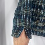 Bonworth Colorful Blue Metallic Thread Tweed Button Front Lined Blazer Size XS/M Photo 4