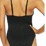 Trina Turk Black Zebra Textured V Neck One Piece Swimsuit - Size 4 Photo 1