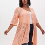 Torrid peach geo mesh hi low lightweight kimono wrap 3/4 sleeve size 3X/4X J36 Photo 0