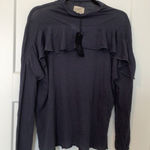 Chaser  Ruffle Sweater Mock Neck Raw mesh Finishes NWT Sz M‎ Photo 0