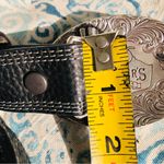 CAVENDERS CLASSIC WESTERN LEATHER BELT BLACK SILVER BULL RIDING BUCKLE 30 Photo 6