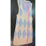 Plenty by Tracy Reese Argyle Sweater Vest Sleeveless Knit Top Dress Medium Retro Tan Photo 7