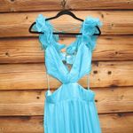 Mac Duggal 70254 Womens Blue Ruffled Shoulder Cut Out Lace Up Gown Dress Photo 10