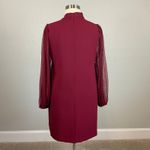 Vince Camuto  Long Sleeve Mini Shift Dress Size 14W Red Crepe High Tie Neck Photo 5