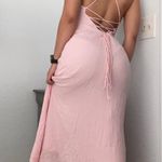 Baby Pink Long Naked Back Dress Photo 0