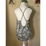 Chaser NWT! Antique Green Tropical Floral Print Ruffle Tank Top Medium Photo 1