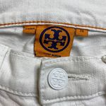 Tory Burch White Straight Leg Super Skinny Back Logo Pocket Jeans Size 26 Photo 5