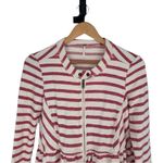 Free People  Striped Peplum Jacket size XS Long Sleeve Zip Up Photo 2