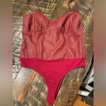 Lulus Brave Babe Burgundy Vegan Leather Sleeveless Bustier Bodysuit NWT Photo 4