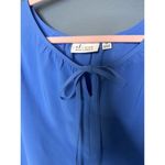 Denim & Co D & Co Boho Blue Top Women's Size 2XL Bow Tie Front Keyhole Flowy Sleeves Office Photo 2