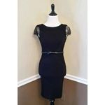 London Dress Co ModCloth Black Lace Cap Sleeves Bow Belt Pinup Old Hollywood Size 4 Photo 4