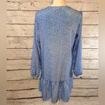 DRESS Drop Waist Long Sleeve w Full Button Front & Flounced Hem Blue/White Photo 2