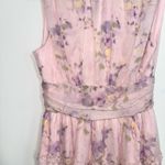Lulus  Happily Sweet Light Pink Floral Mock Neck Backless Mid Dress Photo 4