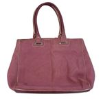 Levenger leather handbag satchel lavender with white piping clean inside EUC Purple Photo 0