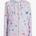 Hill House  Purple Sea Creatures Hooded Terry Cloth The Allie Zip Up Size Medium Photo 0
