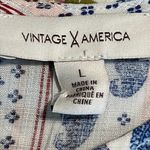 American Vintage Vintage America large tie front blouse blue paisley scarf print button close bk Photo 3