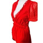 Altar'd State  Bowie Romper Women's Sz Medium Red Polka Dot Ruffle Photo 5