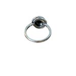 Silver Tone Black Onyx Stone Ring Round Orbit Circle Boho Statement Size 8 New Photo 4