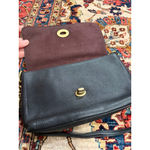 Coach  Black Pebbled Leather Turnlock Crossbody Shoulder Bag Brass Chain Photo 9