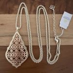 Kendra Scott NWT Aiden Filigree Pendant Necklace Gold Chain & Rose Gold Tone Photo 0