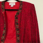 Laurence Kazar Vintage  Red Beaded Silk Jacket Size‎ L Holiday NYE Photo 7