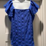 cupio  royal blue flutter sleeve Blouse sz Large NWT Photo 0
