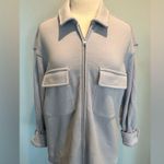 SKIMS  Cotton Fleece zip up shirt jacket size Small NWT color Periwinkle Photo 11