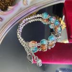 Anthropologie New Glass Bead Orange Blue Bracelet (Unbranded) Photo 0