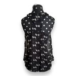 Xhilaration  Womens Tank Blouse Sz S Sheer‎ Black Cream Bow Print Racerback Photo 3