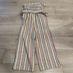 Moon River  Bandeau Jumpsuit Waist Belt Multi Strapless Stripe Size M Photo 3