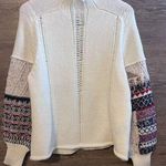 Altar'd State Altar’d State Sweater Crochet Ivory Balloon Sleeves Knit Crew Neck Farm Core Photo 0