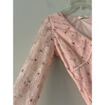 Thirty Thirty Pink Floral Rose Lace Top Mesh Sleeve Bow Detail Coquette Size S Photo 10