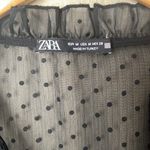 ZARA Sheer Black Ruffle Dotted Blouse Photo 4