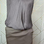 Black Halo  Satin Top Halter Mini‎ Bodycon Dress Taupe Mauve Size 2 Photo 2