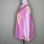 ZARA  Colorblock Striped Shirt Sz Small Pink Orange White Photo 2