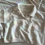 Beige Sweater Cardigan Knitted Crochet comfy y2k trendy basic casual lounge wear White Photo 0