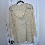 Cyrus  Sz L Beiege Hooded Openwork Mesh Crochet Pockets Loose Oversized Cardigan Photo 1