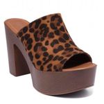 Leopard Print Vegan Leather Peep Toe Block Heel Clog Mule Multi Size 7.5 Photo 0