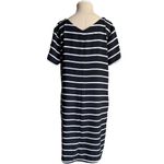Apt. 9  Black & White Striped Short Sleeve V Neck Pockets Shift Dress Size Large Photo 6