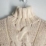 J.Crew  100% Wool Aran Style Cable Knit Fisherman Hand Knit Turtleneck Sweater M Photo 0