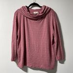 Lou & grey  Signaturesoft Cowl Neck Pink Striped Sweatshirt Size Medium Photo 2