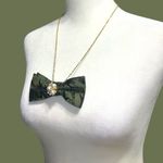 “Dainty Dapper” Green camouflage Bow tie Pendant Necklace Photo 3